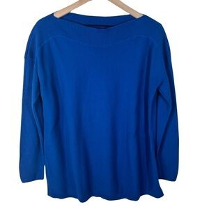 J.Jill Cotton Blue Boatneck Sweater, Size M petite